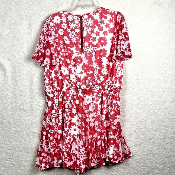 SugarLips Curve Floral Red White Short Romper Women Plus Size 2X New - Picture 4 of 13